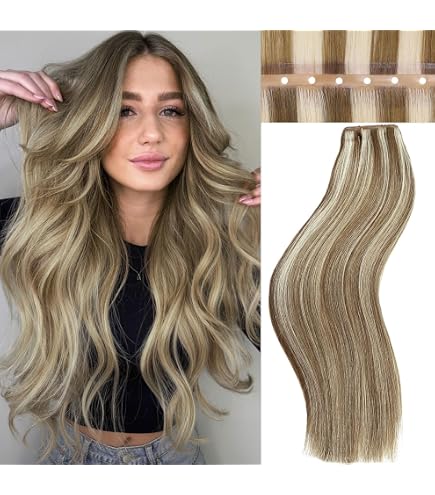 Remy Human Hair Extensions 100g Seamless Scalp-Simulated Double Layer Amazon.com : WIGNEE 100% Remy Double Weft Invisible PU OVO  main image 2