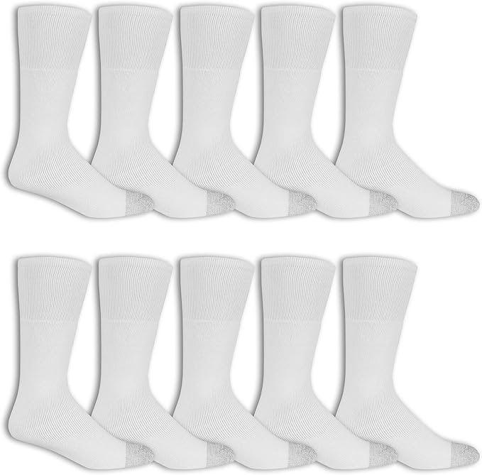 Fruit of the Loom Men's Value 10 Pack Over the Calf Tube Socks, White