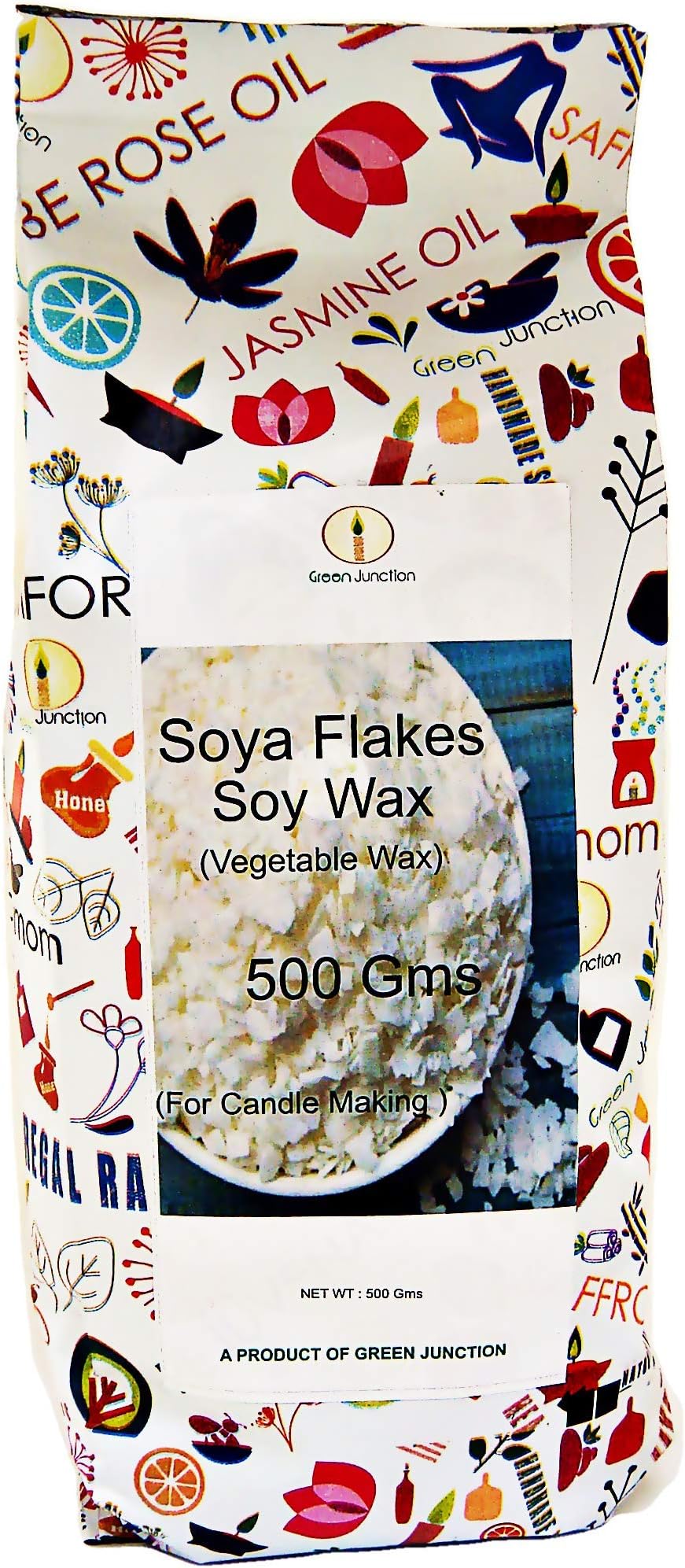 Green Junction Vegetable SOYA (Soy) Wax Chunks for Candle Making - 500 Grams