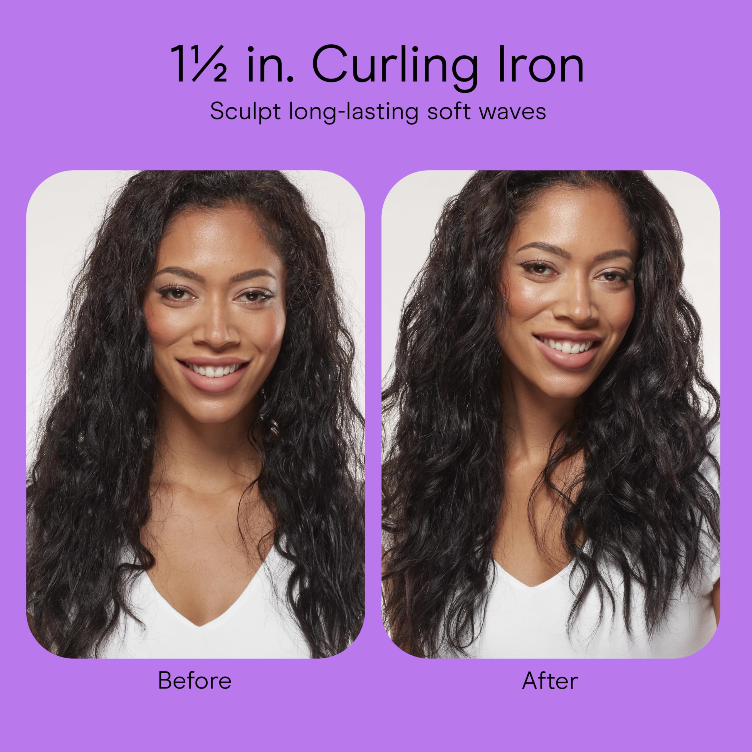 Conair Double Ceramic 1-1/2 Inch Curling Iron, 1.5-Inch Barrel Creates Soft Waves and Curls, Hair Curler for Use on Medium and Long Hair, White