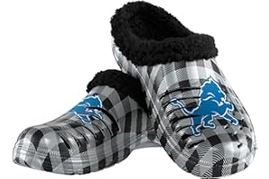 FOCO Men's NFL Team Logo Sherpa Lined Buffalo Check Shoes Slipper Clogs