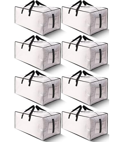 Lot De 7 Grands Sacs De Déménagement Transparents - 27kg, Fermeture Éclair, Poignées Renforcées