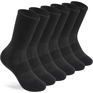 Somaibo 6 Pairs Kids Crew Socks Boys Girls Athletic School Dress Socks | Soft Cotton Unisex Uniform Black White Crew Sports S