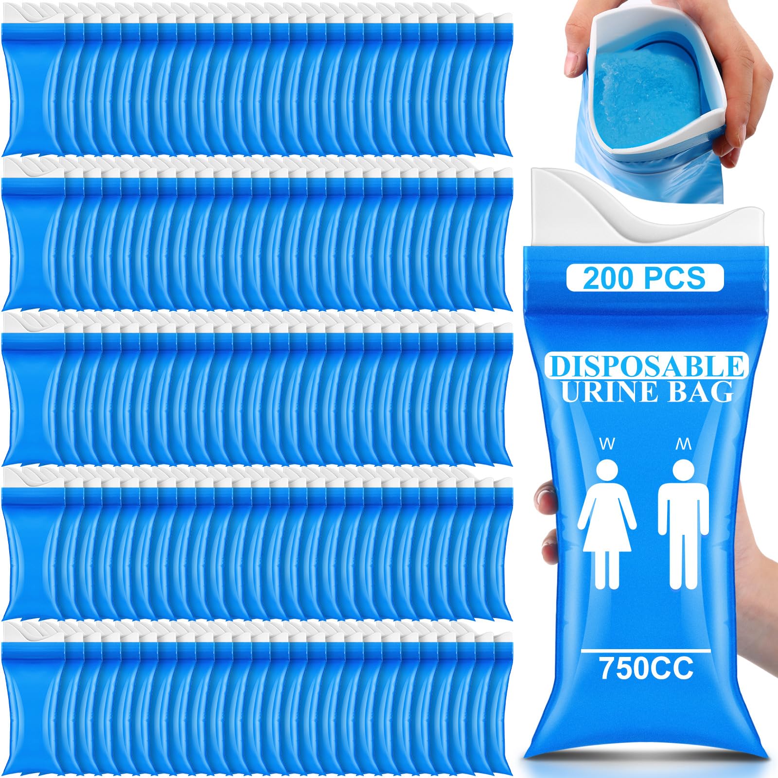Photo 1 of Colingmill 200 Pcs Disposable Urine Bag 700 ml Pee Bags for Travel for Women/Men Camping Pee Bags Bulk Unisex Emergency Urine Bag Vomit Bags, Toilet Traffic Jam Pregnant, Patient Portable