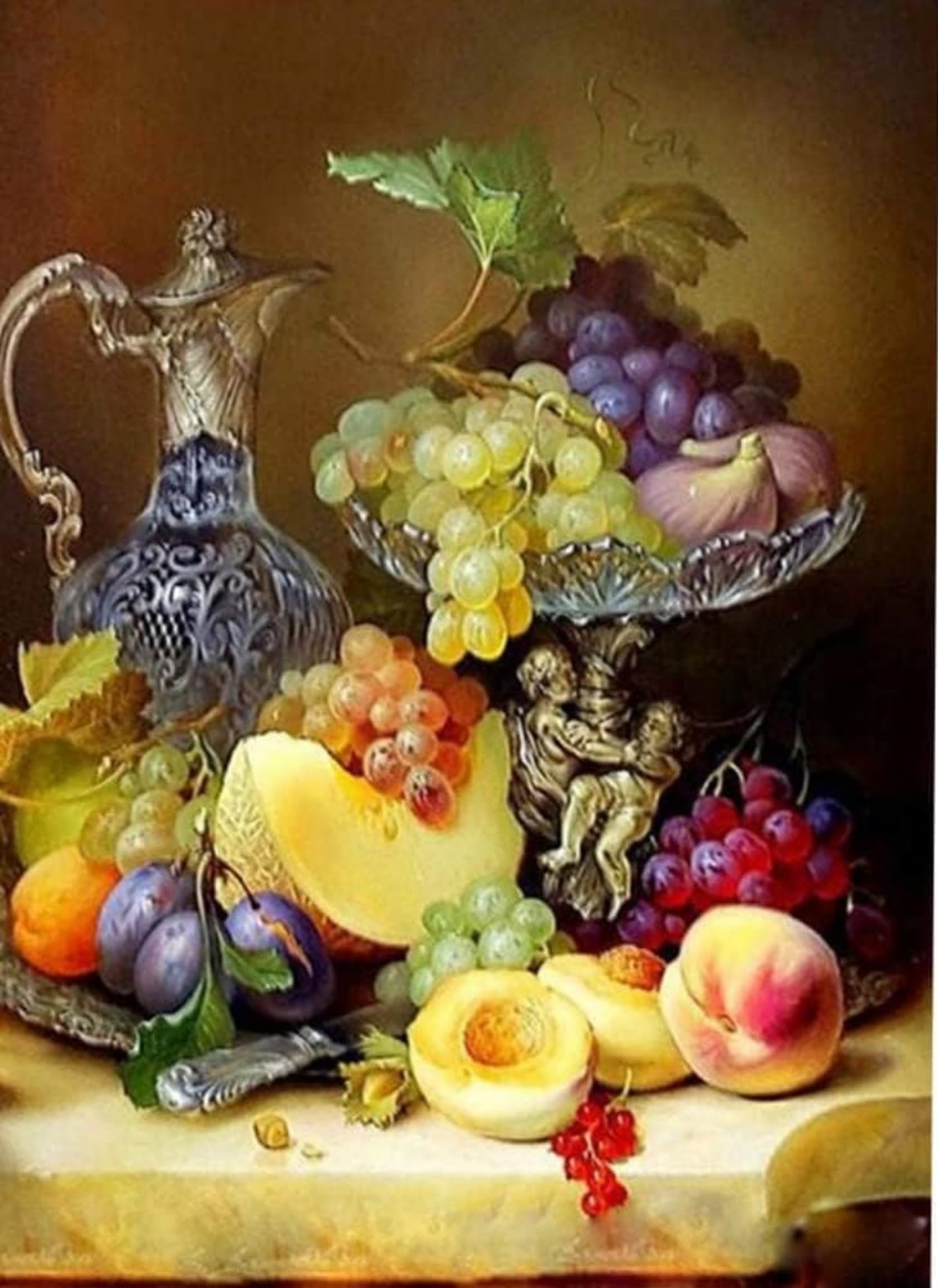 DIY Fabric Decorating Kits, ABEUTY Paint by Numbers Fruit Art and Bottle 16x20 inches Number Painting Wall Art