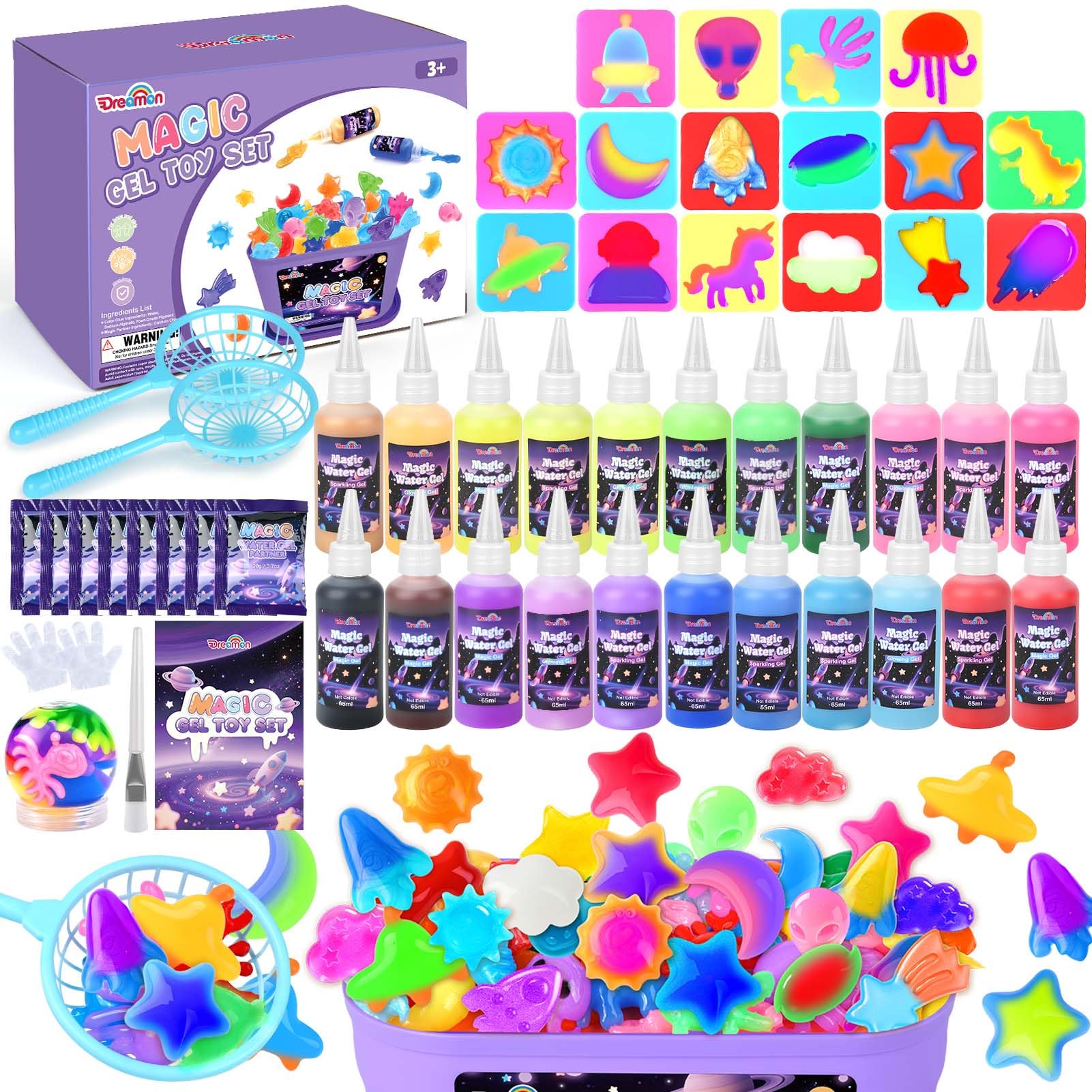 View 1 of *USED*
Dreamon Magic Gel Water Elf Toy Kit, Aqua Fairy Water Gel Kit with 22 Gels & 16 Molds, DIY Space Cosmic Magic Water Pets Sensory Toy, Party Favors, Art Crafts Gifts for Kids Ages 3+