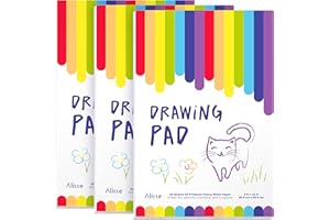 Alitte Drawing Pad for Kids - 3-Pack (9x12) Drawing Paper with Easy-Tear Pages - 50 Sheets - Kids Art Supplies | Sketch Pad for Drawing & Coloring - Suitable for Children and Toddlers