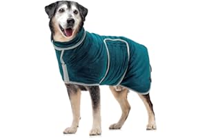 Lucky Pooch Luxurious Dog Bathrobe - Double Layer Dog Robe - Dog Drying Coat Dries Your Dog in Minutes, Super Absorbent Dog Bath Towel & Ultra Soft Dog Bath Robe in 1 Dog Towel Robe (XL, Teal)