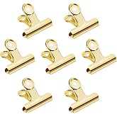 20 Pack 2 Inch Polished Steel Clips, Gold Metal Bulldog Binder Clips, Large Hinge Paper Clips Clamps for Food Bags, Pictures Photos, Art Crafts, Home Office Supply (Gold)
