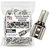 (100) High Temperature Non-Insulated Female Quick Disconnect Connector 12-10 Gauge .250 Tab - USA