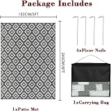 Homcomodar Outdoor Rug 150x245cm UV Resistant Reversible Patio Mat Grey view 2