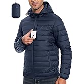 Pioneer Camp Men's Lightweight Packable Puffer Jacket with Hood Warm Puffy Winter Jacket Coat Insulated for Ski Hiking Travel