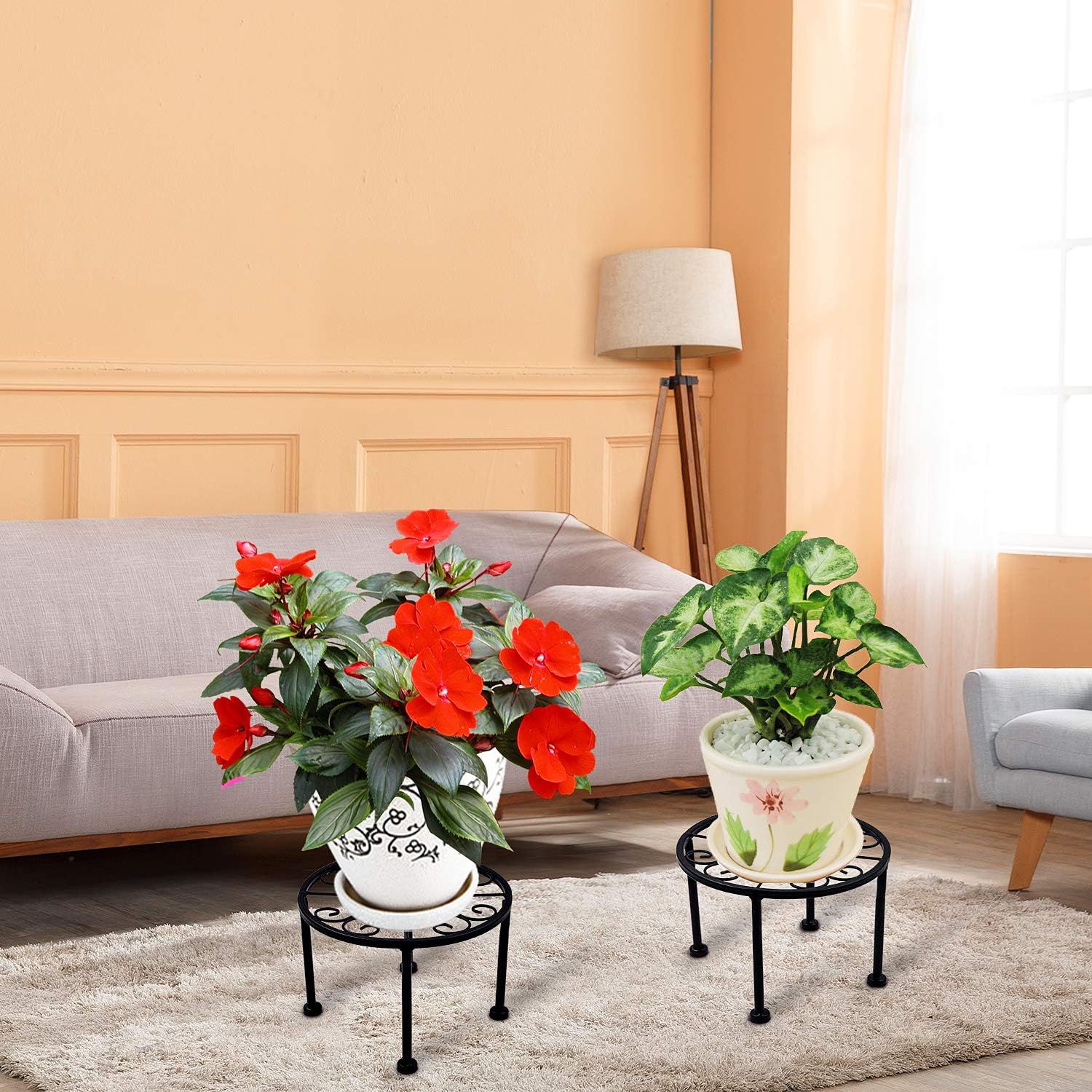 1 Pack Iron Black Antirust Plant Stand, Non-Slip and Stable Potted Holder for Indoor Outdoor Heavy Duty Container, Beverage Dispenser on Livingroom Floor, Balcony, Porch, Tabletop (1) : Garden & Outdoor
