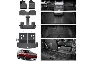 HOUCLEMIC Floor Mats for 2025 Hyundai Santa Fe, All Weather TPE Cargo Mat with Backrest Mat Interior Car Mats Protection for Hyundai Santa Fe Calligraphy Accessories (Fit Hybrid and Fuel) 2024 2025