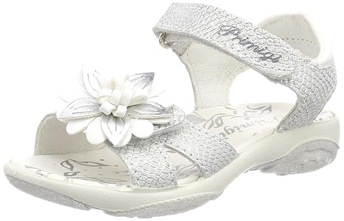 PRIMIGI Mädchen PBR 13786 Peeptoe Sandalen, Silber/schwarz, 24 EU