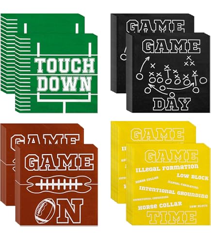 100-Count Football Party Napkins - 2 Designs, 13x13 Inch, For Super Bowl Tailgate & Sports Decor
