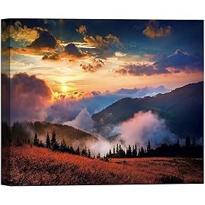 SIGNWIN Canvas Wall Art Orange Sunrise in Purple...