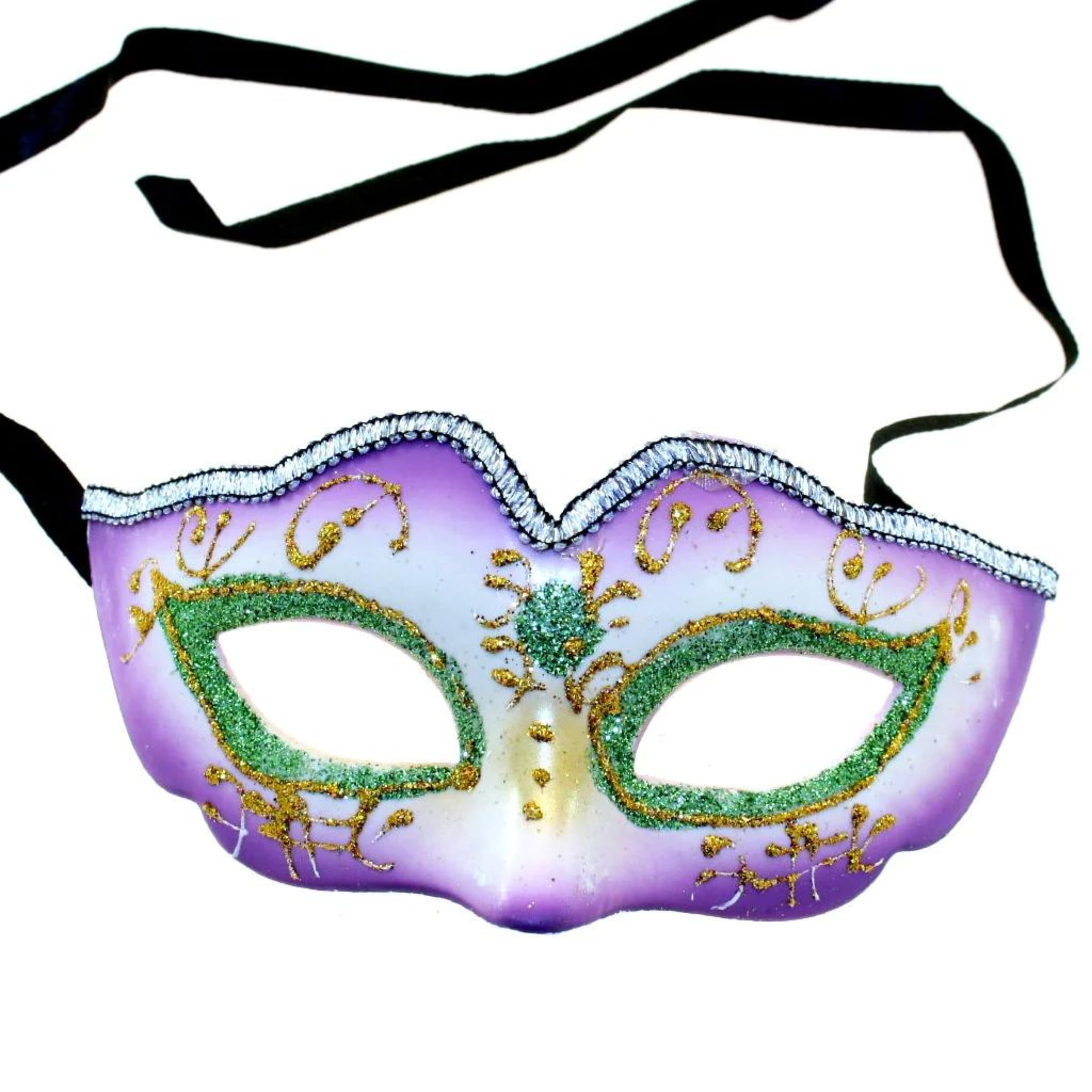 Topkids Accessories Masquerade Mask For Women and Men, Venetian Mask Halloween Mask, Masks for Masquerade Ball, Fancy Dress Adult, Cosplay accessories (Glitter Green, Gold, Lilac)