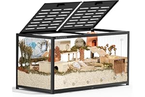 BUCATSTATE Hamster Cage Metal 3.0 - Chewproof Large Rat Cage Stackable with Top Access Easy Assemble 47L x 23.6W x 25.5H Inches Dwarf Syrian Hamster Tank for Gerbil Mouse (7.75 ft², Black)