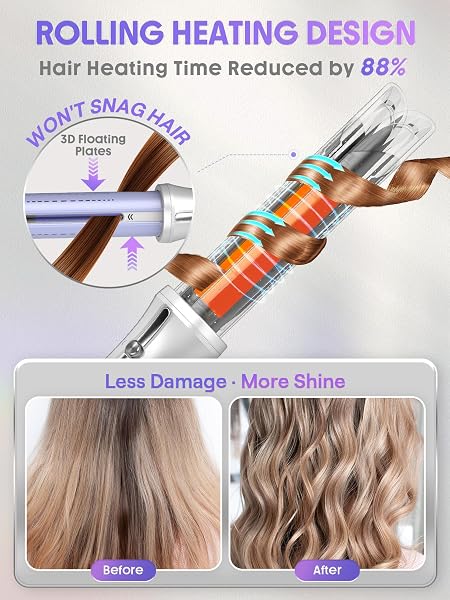 SHEGLAM ONE TOUCH AIRFLOW STYLER PRO 1 INCH AUTOMATIC ROTATING 3.0 COOL AIR TECHNOLOGY FOR NO-WAIT, CURLING IRON, BOUNCY & LONG-LASTING CURLS, ZERO BURN RISK, 5 TEMP SETTINGS