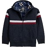 X RAY Boys (6-12) Full Zip Fleece Flannel Lining Sweater with Hood, Kids Knit Sweater for Spring, Fall and Winter