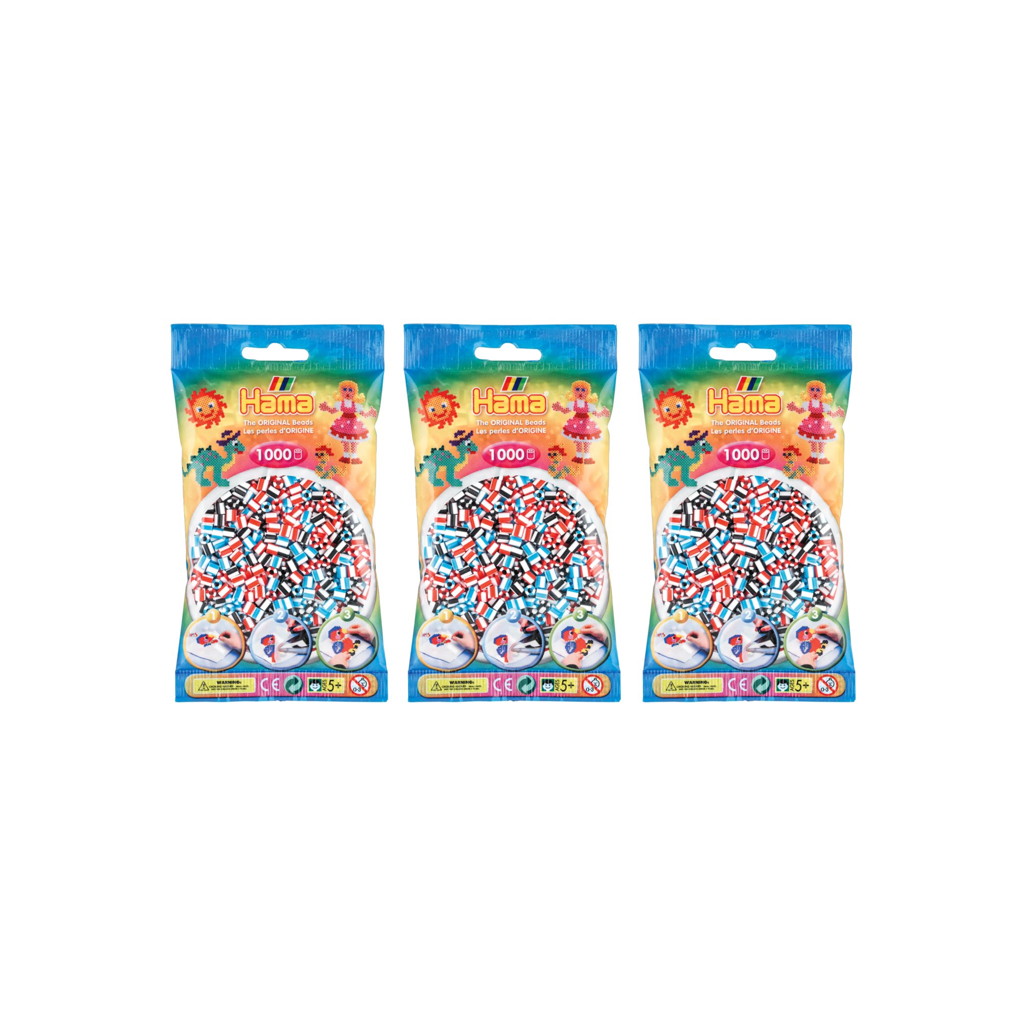 Hama 3000 x Midi Beads (3 x 1000 Pieces) - Assorted Colours