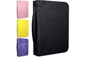 DEHITE Bible Cover Case for Women – Leather Carrying Bag Large Size – Fits Book 7 x 10.1 x 1.9 in – Pen Slots – Zippered Pocket – Premium Faux Leather – Black Christian Gift Accessory