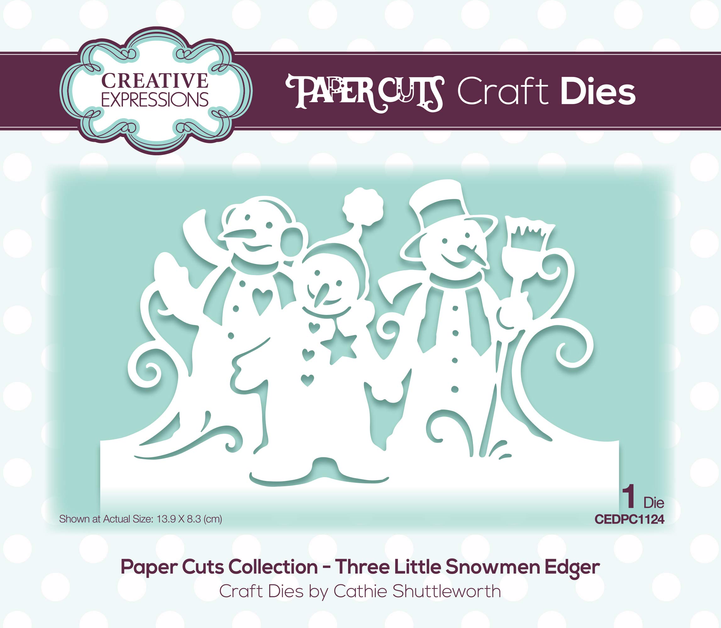 Creative Expressions Paper Cuts Edger - Three Little Snowmen - Craft Die, Metal, 13.9 x 8.3 cm CEDPC1124
