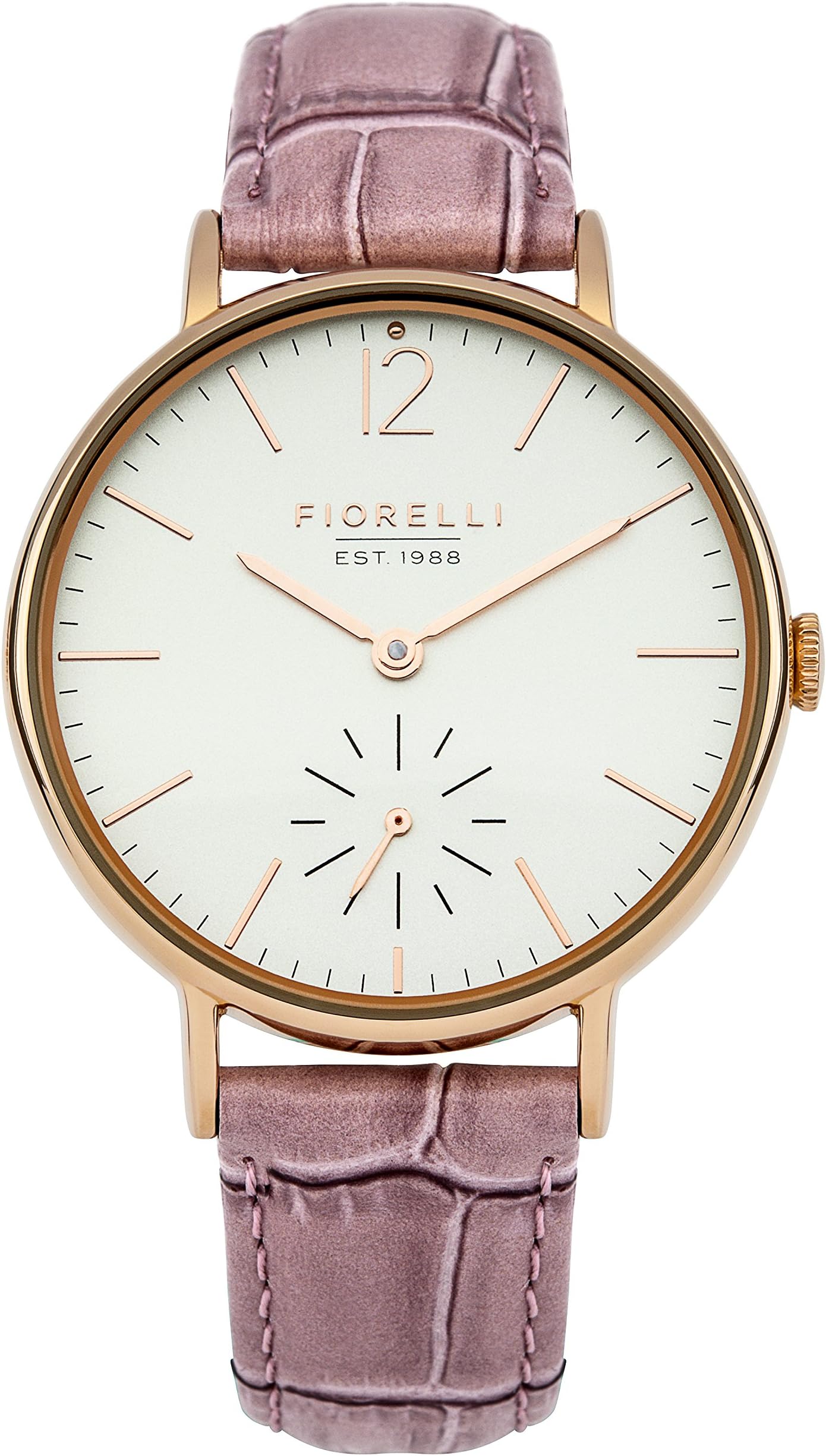 Fiorelli Women's Quartz Watch with Off-White Dial Analogue Display and Black Leather Strap FO018BG