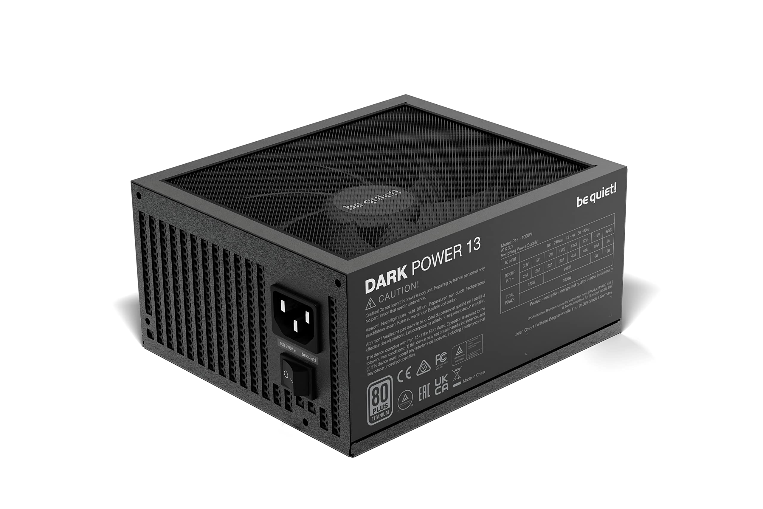 be quiet! Dark Power 13 1000W Quiet Performance Power Supply | 80 Plus Titanium Efficiency | ATX 3.1| PCIe 5 | Modular | BN661