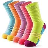 Gonii Women Socks Hiking Running Thick Cushion Athletic Crew Socks 5-Pair