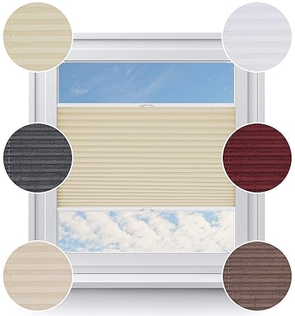 Rollo Studio Fenster Plissee auf Maß, Moderner Crushed Optik, Viele Größen und Farben, Montage in der Glasleiste für alle Fen