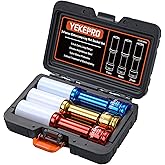 YEKEPRO Lug Nut Socket Set 1/2" Drive Impact Tools, Non-marring & Thin Wall Lug Nut Socket Set, Extra Long 150mm Deep Socket for Wheel Lug Nut Remover, 3pcs Metric Sizes 17 19 21mm, 6 Point, W12003A