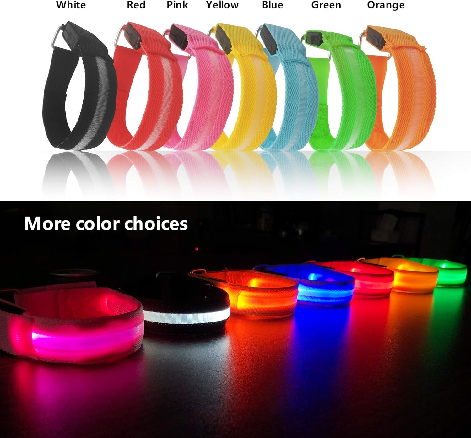 LED Armband for Running Cycling Exercising Glow Light up in Dark Night Running Gear Safety Reflective Sports Event Wristbands with USB Charging Cord (2 Pack Yellow) : Sports & Outdoors