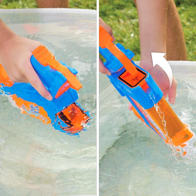 Nerf super soaker, flip fill water blaster, 4 estilos de spray, preenchimento rápido, tanque de 0,8l, brinquedos aquáticos