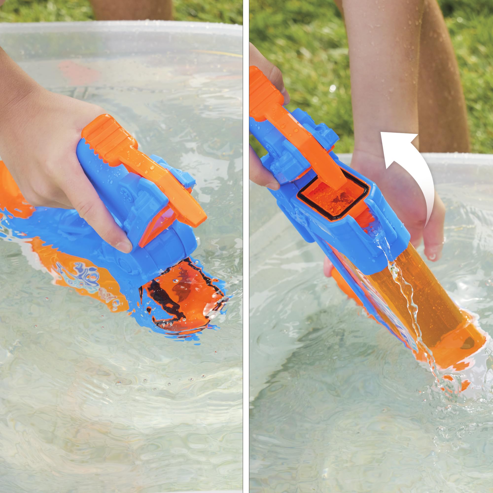Nerf Super Soaker Flip Fill Water Blaster, 4 Spray Styles, Fast Fill, 30 Fluid Ounce Tank, Water Toys for 6 Year Old Boys & Girls & Up