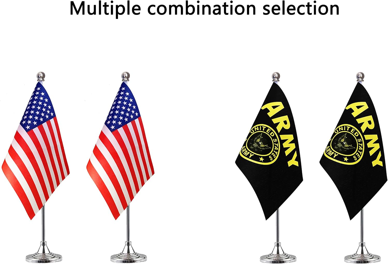 LoveVC US Army Gold Crest Desk Flag Small Mini USA Military Office Desk Table Flags with Stand Base,2 Pack: Garden & Outdoor