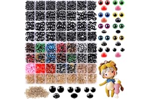 Fulasiteu 1100pcs Colorful Safety Eyes for Crocheting, Assorted Sizes Black Plastic Craft Doll Eyes and Noses with Washers Crochet Stuffed Animal Amigurumi Teddy Bear Toy Making Supplies