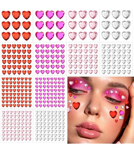516 Pcs Heart Rhinestone Stickers - Self-Adhesive Acrylic Gems For Crafts & Nail Art - View #4