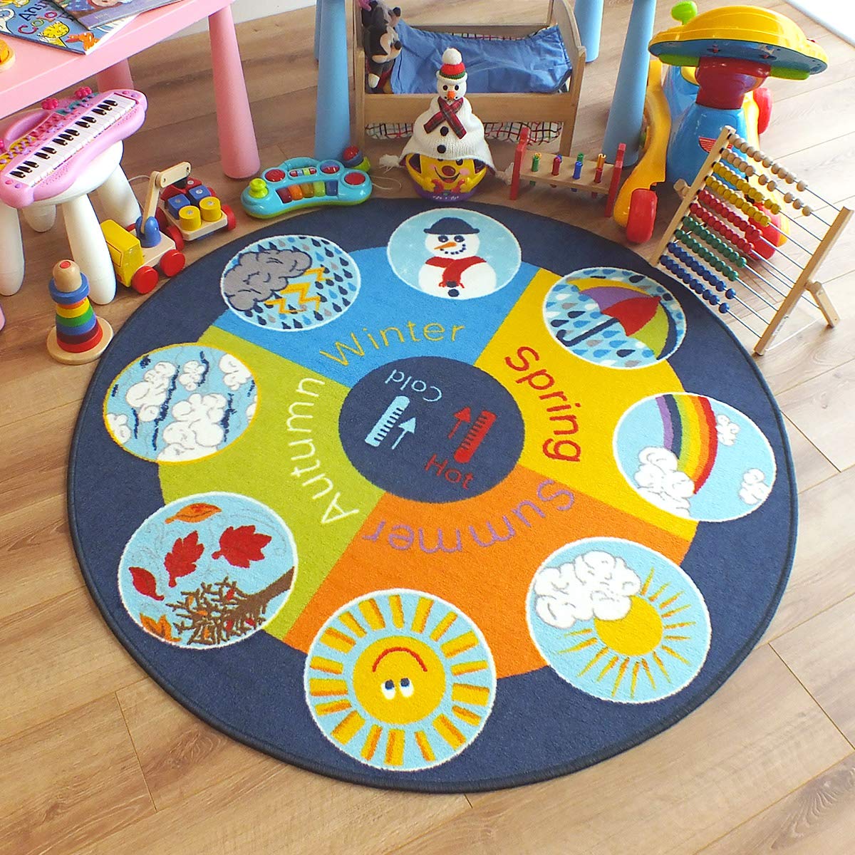 Superb Kids/Childs Rug Weather wheel Large Round 1.33m x 1.33m (4'4 x 4'4 approx)