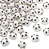 LiQunSweet 100 Pcs Cute Enamel Black White 3D Animal Charm Panda Charms for Jewelry Making Earrings Bracelet Necklace DIY