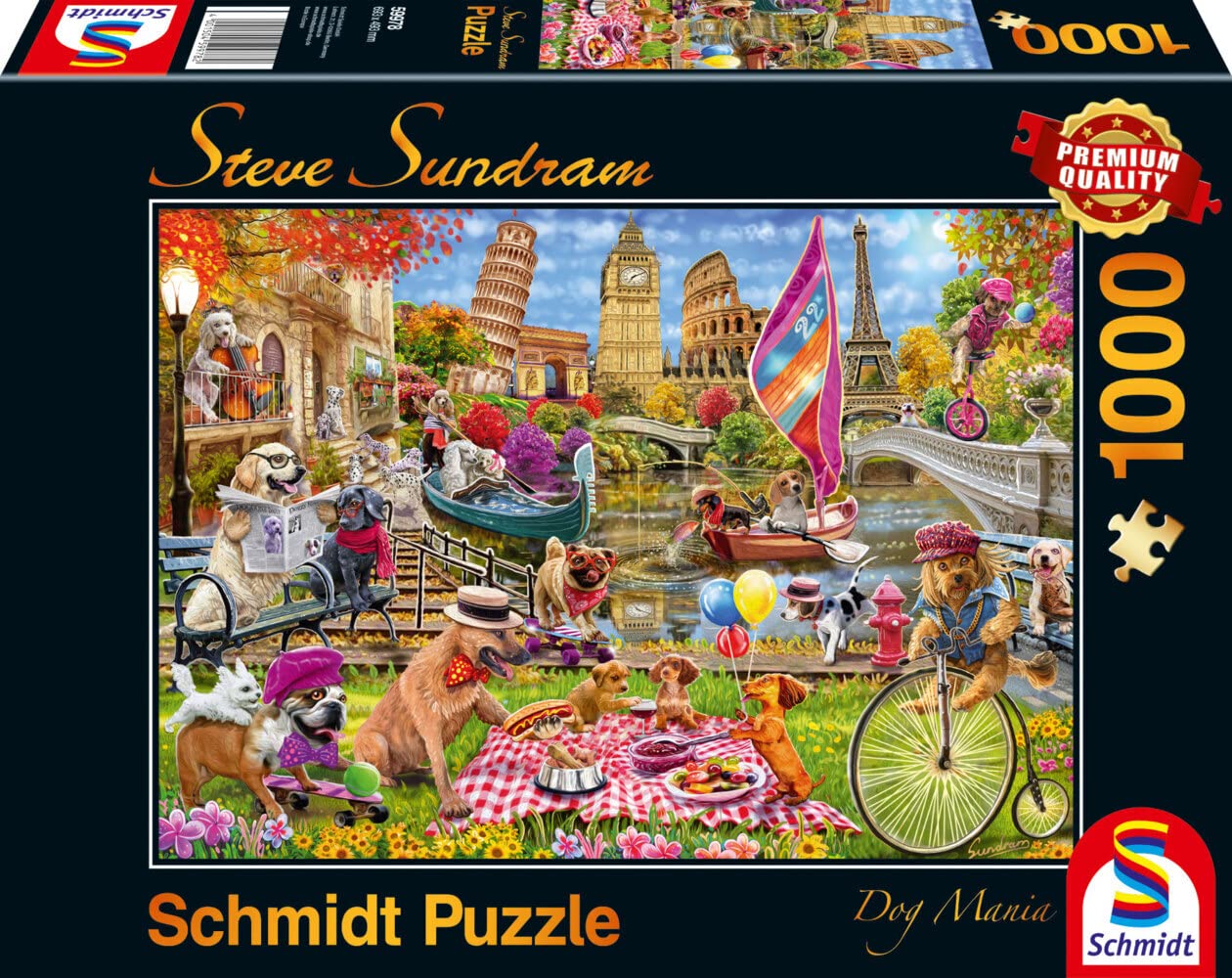 Schmidt Spiele | Steve Sundram: Dog Mania (1000pc) | Puzzle | Ages 12+