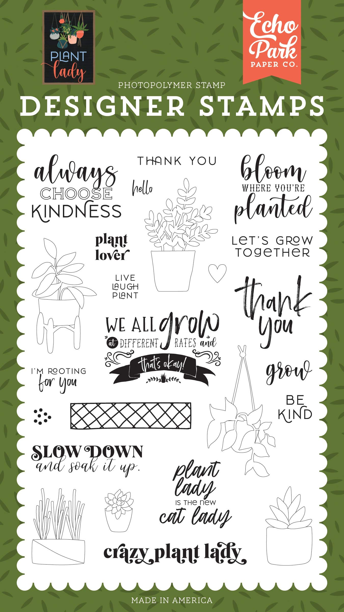 ECHO PARK PAPER COMPANY Stamps LOVR, Plant Lover, Plant Lady, One Size