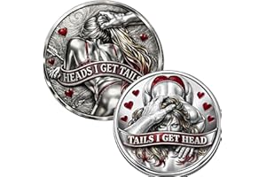 Cheeky Lucky Flip Token, Adult Gag Gift for Couples, Valentine¡¯s Day & Anniversary Funny Heads or Tails Coin ¨C Heads I Get 