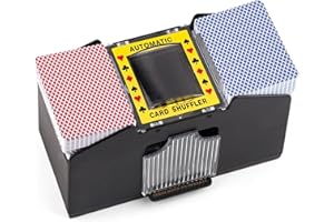 Homwom Automatic Card Shuffler of Playing Card, UNO, Texas Hold'em, Poker, Home Card Games, Blackjack, Battery Operated Electric Poker Shuffling Machine (1-4 Deck)
