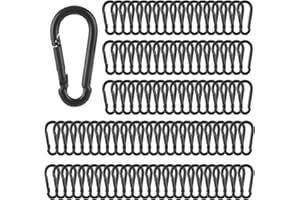 MIVIDE 100 Pack M4 Black Carabiner Clip Spring Snap Hook, 1.57 Inch Heavy Duty Small Snap Hooks Carabiner Quick Link Clip for Camping Hiking Traveling Outdoor Swing Gym, 110Lbs Capacity