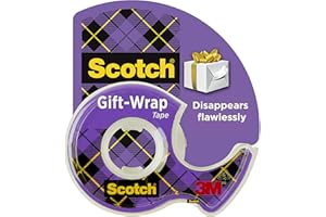 3M Scotch Gift Wrap Tape, Invisible, 0.75 in. x 650 in., 1 Tape Rolls With Dispensers