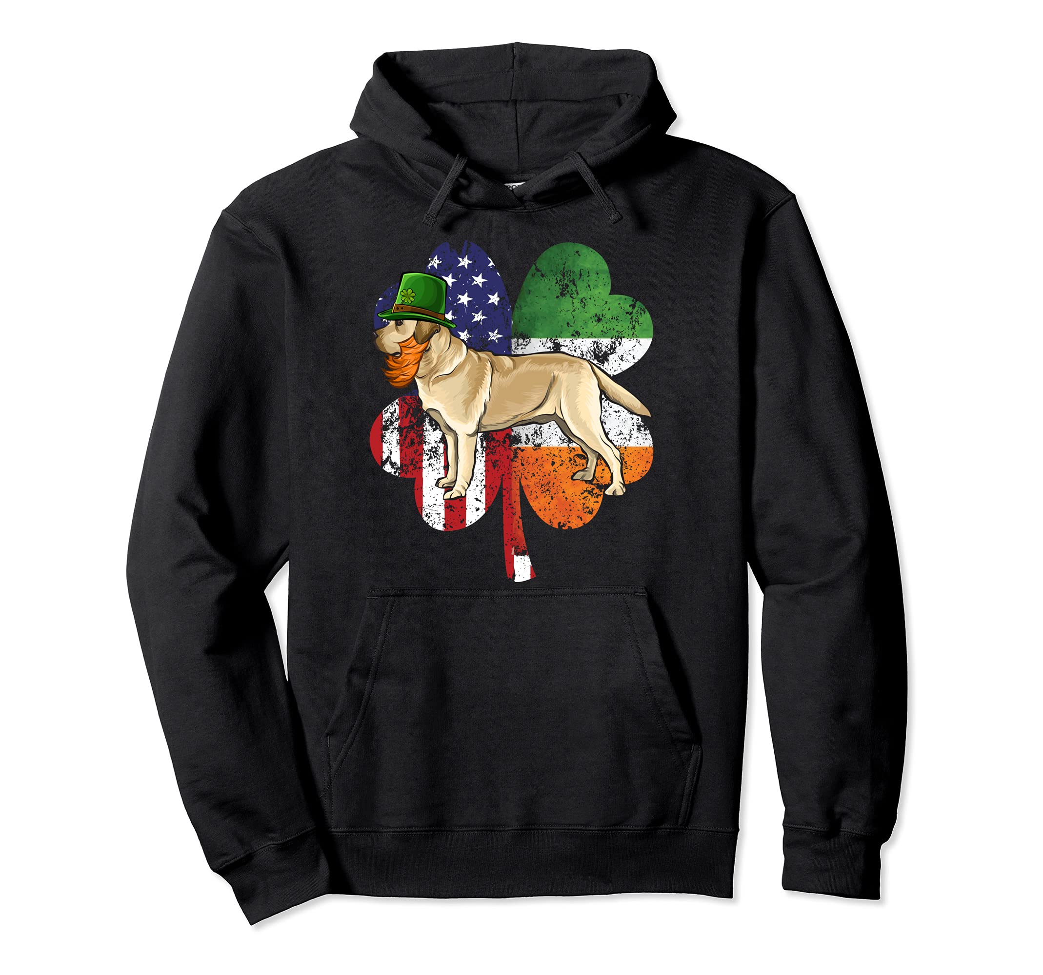 St Patricks Day Irish American Flag Labrador Retriever Dog Pullover Hoodie