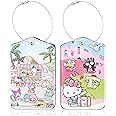 2 Packs Kawaii Cartoon Anime Luggage Tags for Suitcases Cute Characters PU Leather Name ID Labels with Privacy Flap Stainless Steel Loop Travel Cruise Essentials Gifts for Kids Girls Women Baggage Bag