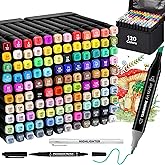 YAWAHOME Alcohol Markers Set 120 Colors - Dual Tip Art Markers for Adult Coloring Books Professional Permanent Blending Marker Pens Artist Sets for Drawing Painting Sketching Illustration Kids Gifts